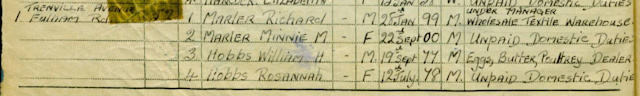 1939 Register for Marler family